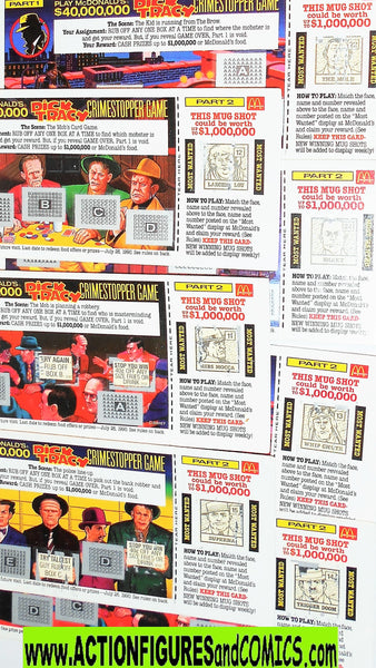 Dick Tracy McDonalds CRIMESTOPPER scratch off 1990 rub lot set 7