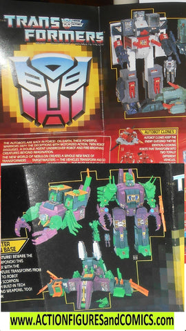 Transformers 1987 PRODUCT Catalogue g1 insert pamphlet