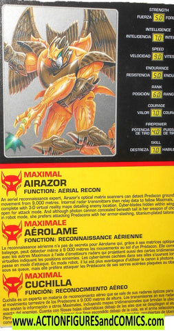 Transformers Beast Wars AIRAZOR 1996 Canada tech spec