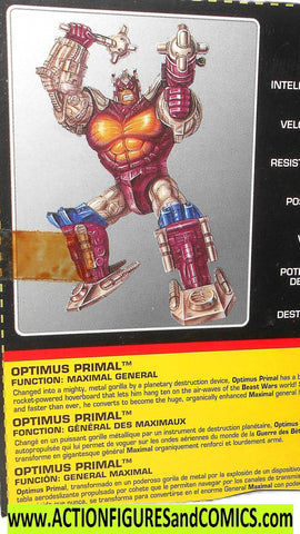 Transformers Beast Wars OPTIMUS PRIMAL prime Canada tech spec