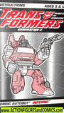 Transformers INFERNO 1992 generation 2 instructions booklet g2