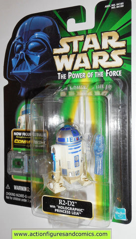 star wars action figures R2-D2 Holographic princess leia commtech power of the force 1998 toys moc