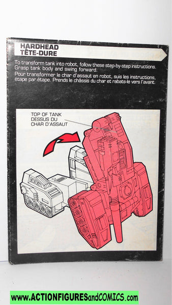 Transformers HARDHEAD 1987 instruction booklet vintage bi-lingual g1 1 ...